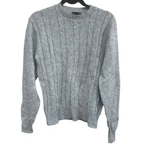 Robert Bruce Mens Cable‎ Knit Sweater Grey Size M Made in USA